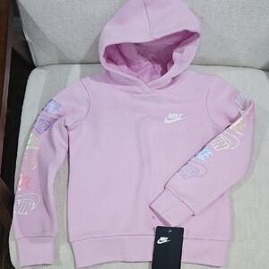 Nike Kids Light Pink Hoodie with Logo Sleeves
